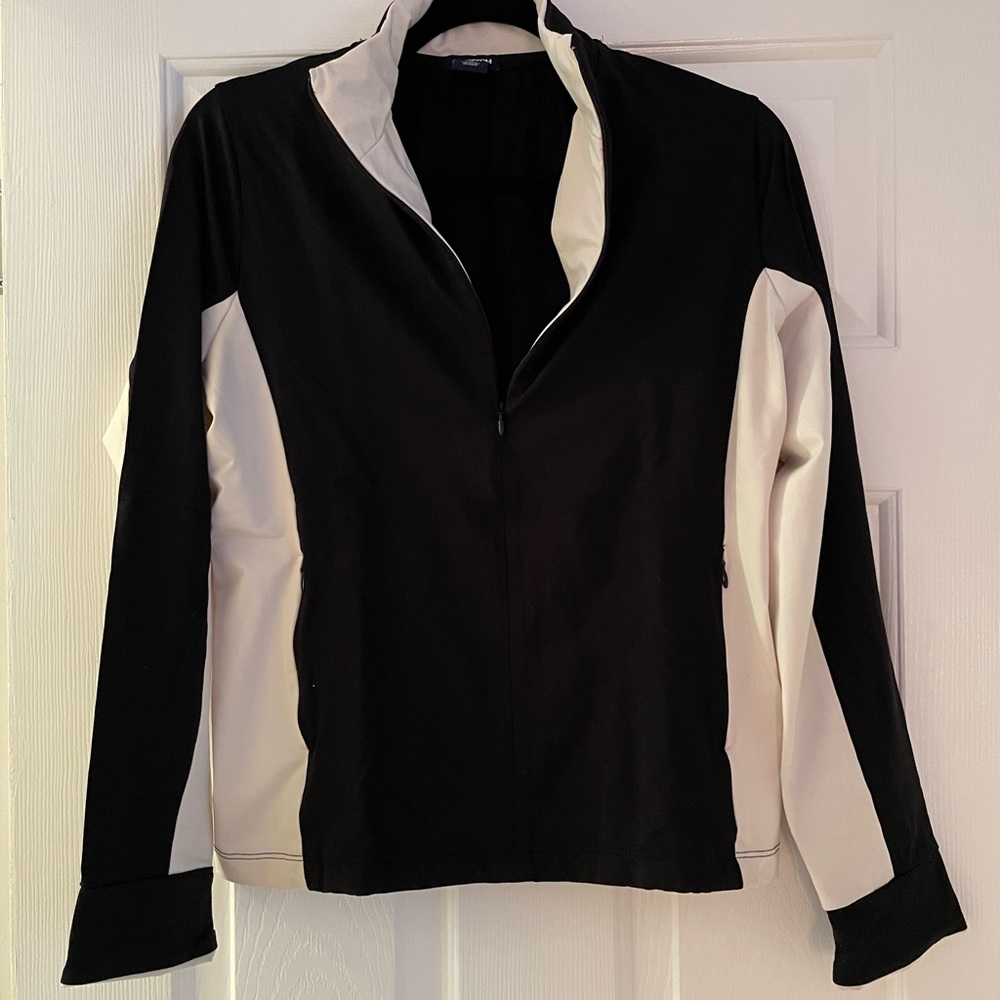 Gap Stretch half-zip black & white colorblock jacket - medium